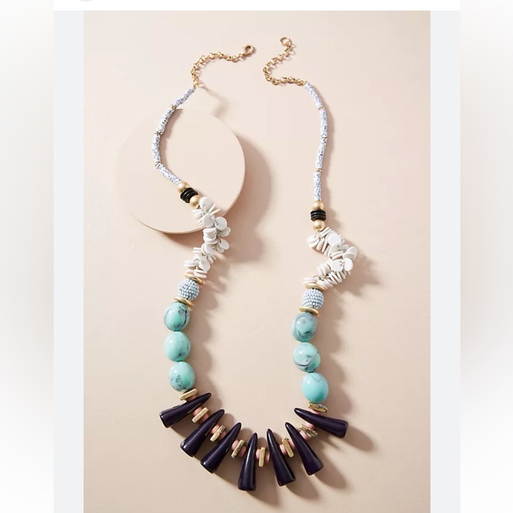 Anthropologie Oahu Necklace/Plated metal, ceramic and glass…